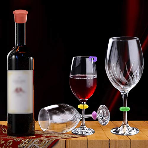 26Pcs Wine Glass Charms Set with Bottle Stopper - Multicolor