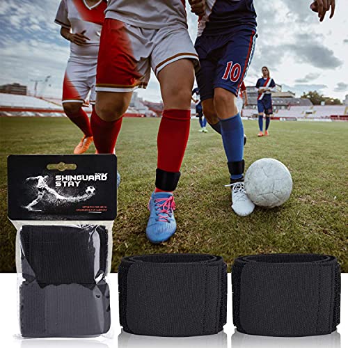 TOBWOLF 4PCS Black & White Soccer Shin Guard Straps - Anti-Slip Sports Football Ankle Supports