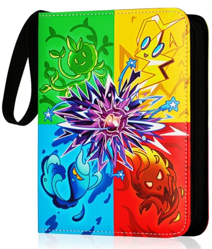 4 Pocket Card Binder with 50 Removable Sleeves - Zipper Case, 400 Card Capacity, Tyyfnn