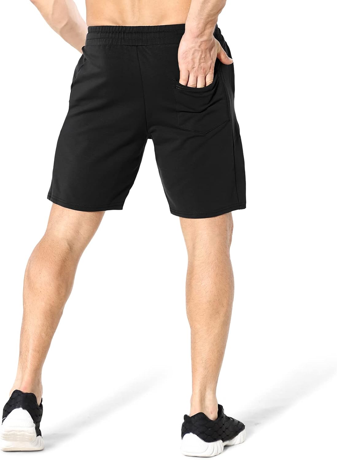 ZENWILL Mens Gym Running Shorts, Workout Athletic Bodybuilding Fitness Shorts with Zip Pockets