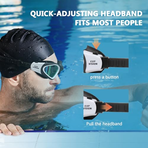 Adult Anti-Fog Swimming Goggles - No Leak Triathlon Goggles - Black/White