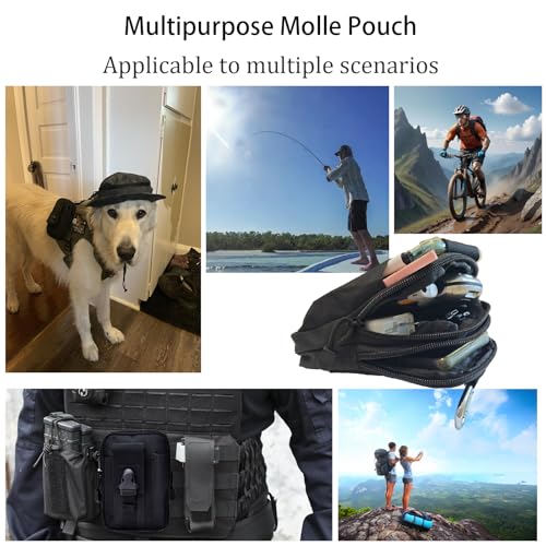 Hynhsun 2 Pack Tactical Molle Pouches - Universal EDC Waist Bag Pouches, Black
