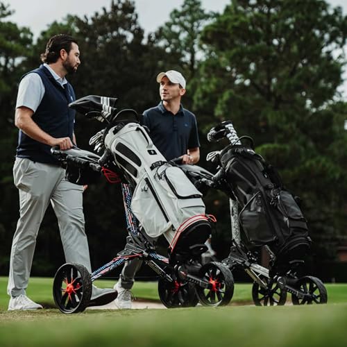 Nitron Golf Push Cart with Auto-Open Technology - Black/Red