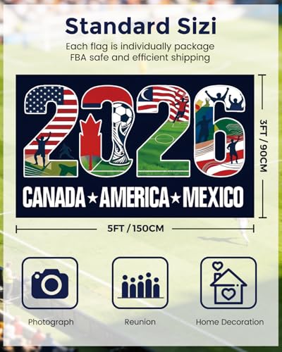 2026 World Soccer Flag - USA, Canada & Mexico Supporters Banner