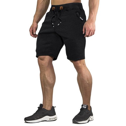 CRYSULLY Men Shorts Running Athletic Gym Shorts Man for Summer Training Fitness Joggers Black 36