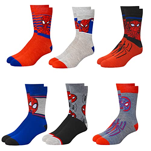 Marvel Spiderman Socks 6-Pack for Men & Boys Large Assorted B