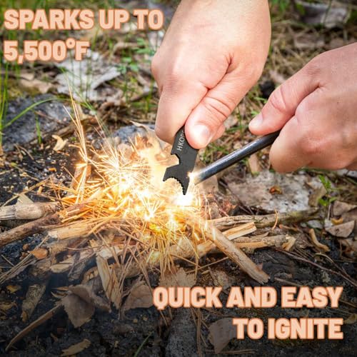 4-Inch Ferro Rod Fire Starter Survival Kit with 6-in-1 Multi-Tool Scraper