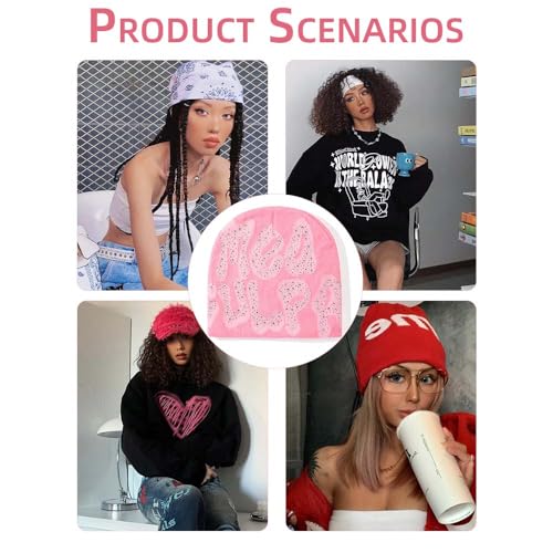 Women's Y2K Pink Knit Beanie - Warm Skull Cap