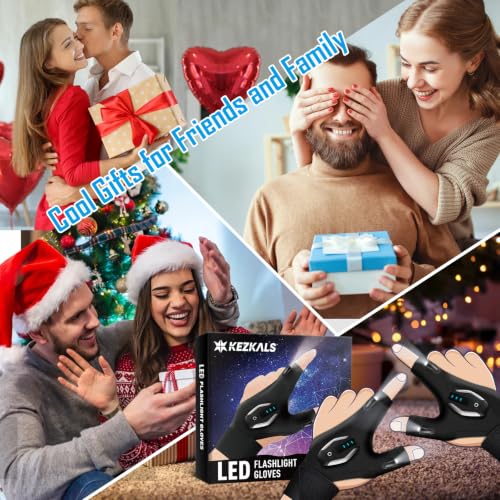 Rechargeable LED Flashlight Gloves for Adults - Handyman, Camping, Work Utility