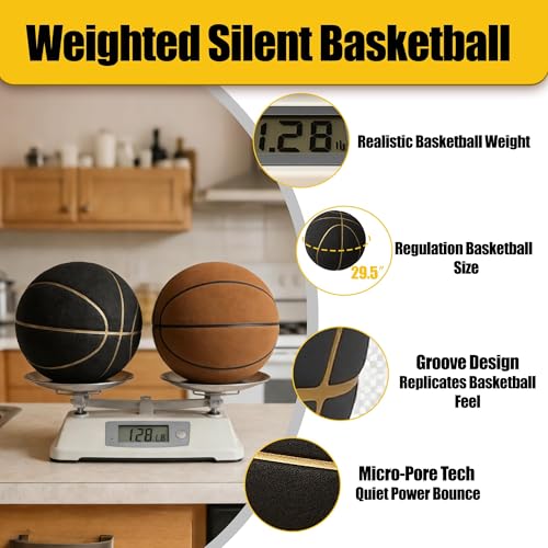 Weighted Silent Indoor Basketball - 1.28lb Heavy Regulation Size 7 for Adult Training
