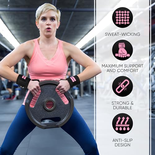 Beast 18” Cotton Wrist Wraps with Thumb Loop – Pink Weight Lifting Straps for Powerlifting