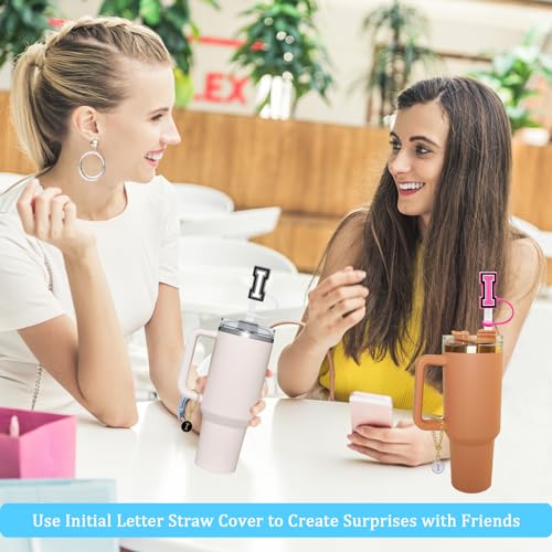 Silicone Straw Cover and Letter Charm Set for 30-40oz Tumblers - Letter I