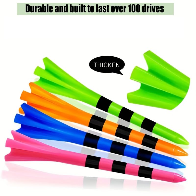 SWINGTEK 120 Golf Tees Set - 3-1/4" Long & Short Unbreakable Plastic Tees in Mixed Colors