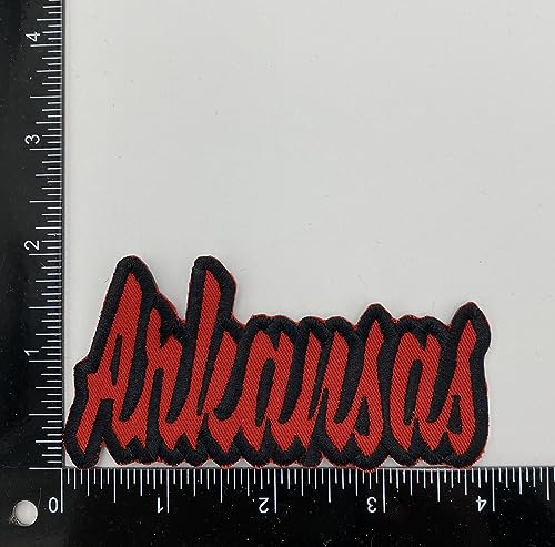 Iron-On Team Mascot Patch - 4" x 2" Red Twill/Black Outline