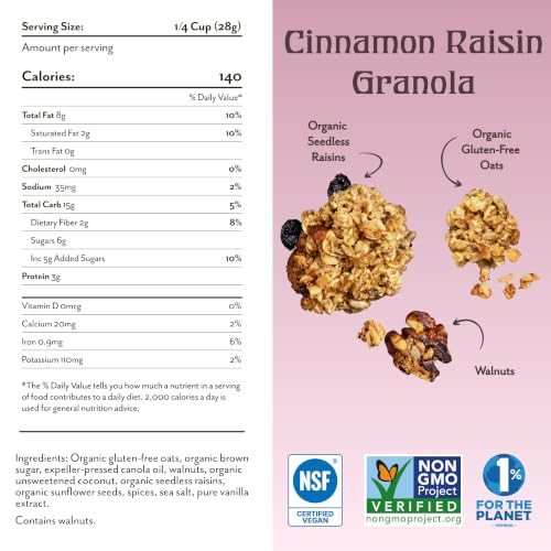 Cinnamon Raisin Granola - 12 oz Bag with Walnuts & Raisins
