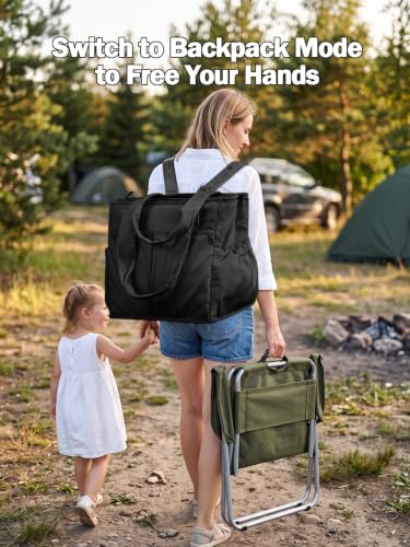 Odoland 2-in-1 Beach Cooler Bag 24 Can + 13L Dry Storage, Black, 26L Capacity
