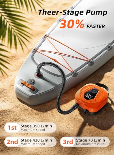 Portable Electric Paddle Board Pump - Orange & Black