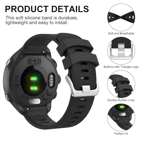 Garmin Forerunner 245 & 55 Silicone Bands - 2 Pack Black/Black