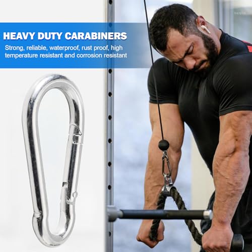 Heavy-Duty Stainless Steel Spring Snap Hook Carabiner - 6-Pack