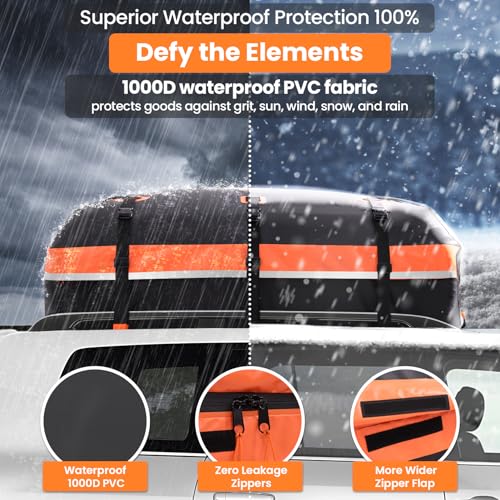 21 Cubic Feet Waterproof Car Rooftop Cargo Carrier Bag - Heavy Duty
