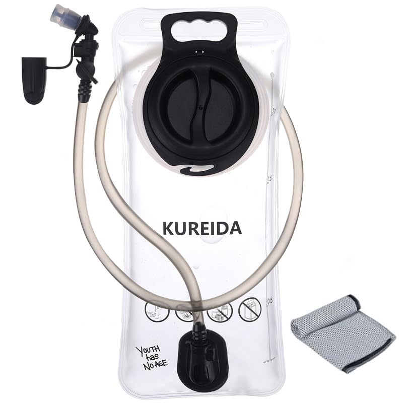 KUREIDA 2L Hydration Bladder with Insulated Tube - BPA Free Water Reservoir for Hiking (White 2L)