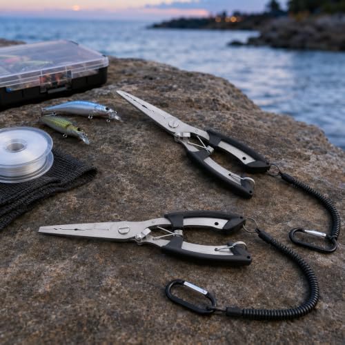 Stainless Steel Fishing Pliers Set - 2 Sizes for Freshwater & Saltwater