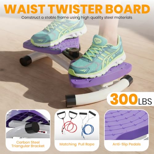 Adjustable Waist Twister Machine with Resistance Bands - Purple