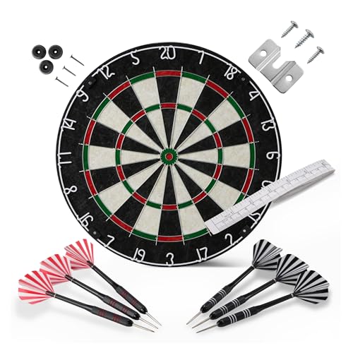 Regulation Size Dartboard Set with Steel Tip Darts - 18-Inch