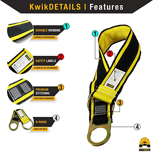KwikSafety - Charlotte, NC - Gibbon Grip 3 ft Safety Anchor Cross Arm Strap Beam Choker ANSI Fall Arrest System Web Pass Thru Double D Ring Anchorage Sling OSHA Protection Harness Lanyard