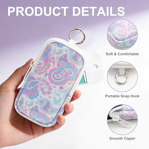 Hand Sanitizer Holder Pouch - Zip Portable Case with Paisley Pattern