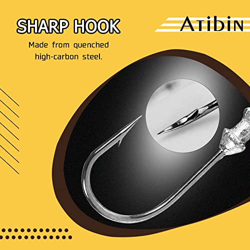 Atibin Size 2 3/16oz Saltwater & Freshwater Lead Saltwater Jig Head Hooks 25 pcs