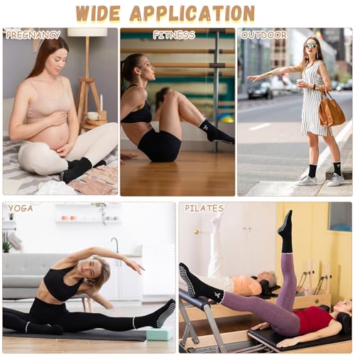 Non-Slip Pilates Socks for Women - 3 Pairs, Black