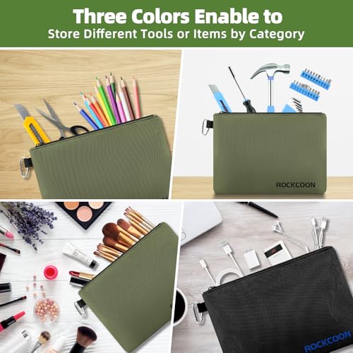 3 Pack Zipper Pouch, Multipurpose Zippers Pouches for Organizing, Durable & Waterproof Premium Small Tool Bag with Liner Pocket