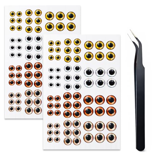 276pcs Fishing Lure Eyes Assortment with Tweezer - 6 Sizes