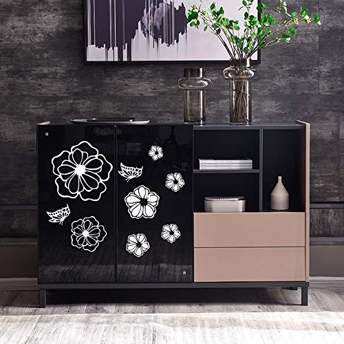 5 Sheets White Flower Wall Stickers, DIY Butterfly Wall Decals Art for Bedroom Sofa Background, Different Sizes and Shapes Stickers, Offices Living Room Classroom Home Decoration (White Flower)