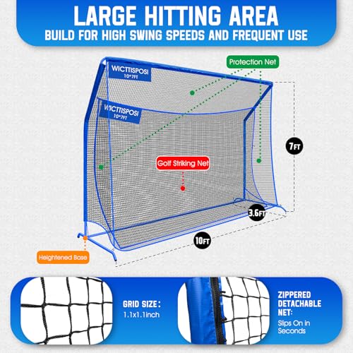 10ft x 7ft Golf Net with Extra Striking Net - Heavy Duty for Indoor & Outdoor Practice