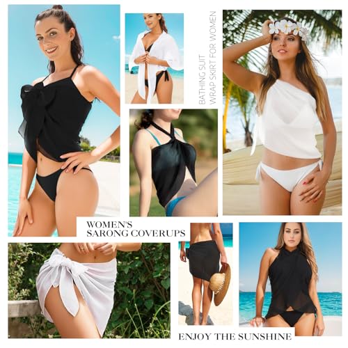 2pcs Chiffon Swim Cover Up for Women - Black & White Large