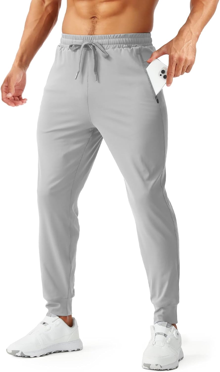 Aolesy Men's Joggers - Tapered Workout Sweatpants with Zipper Pockets for Gym & Running