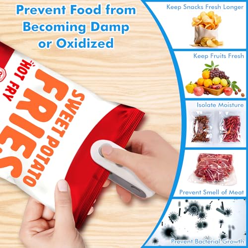 Tiefenets 2-in-1 Mini Bag Sealer & Cutter Portable USB Rechargeable Food Saver