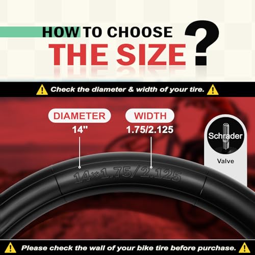 Heavy Duty Bike Inner Tubes 14-29 x 1.75-2.125 Inch - 2 Pack