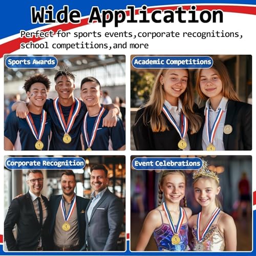 Gold Silver Bronze Award Medal Set - 9 Pack with Ribbons