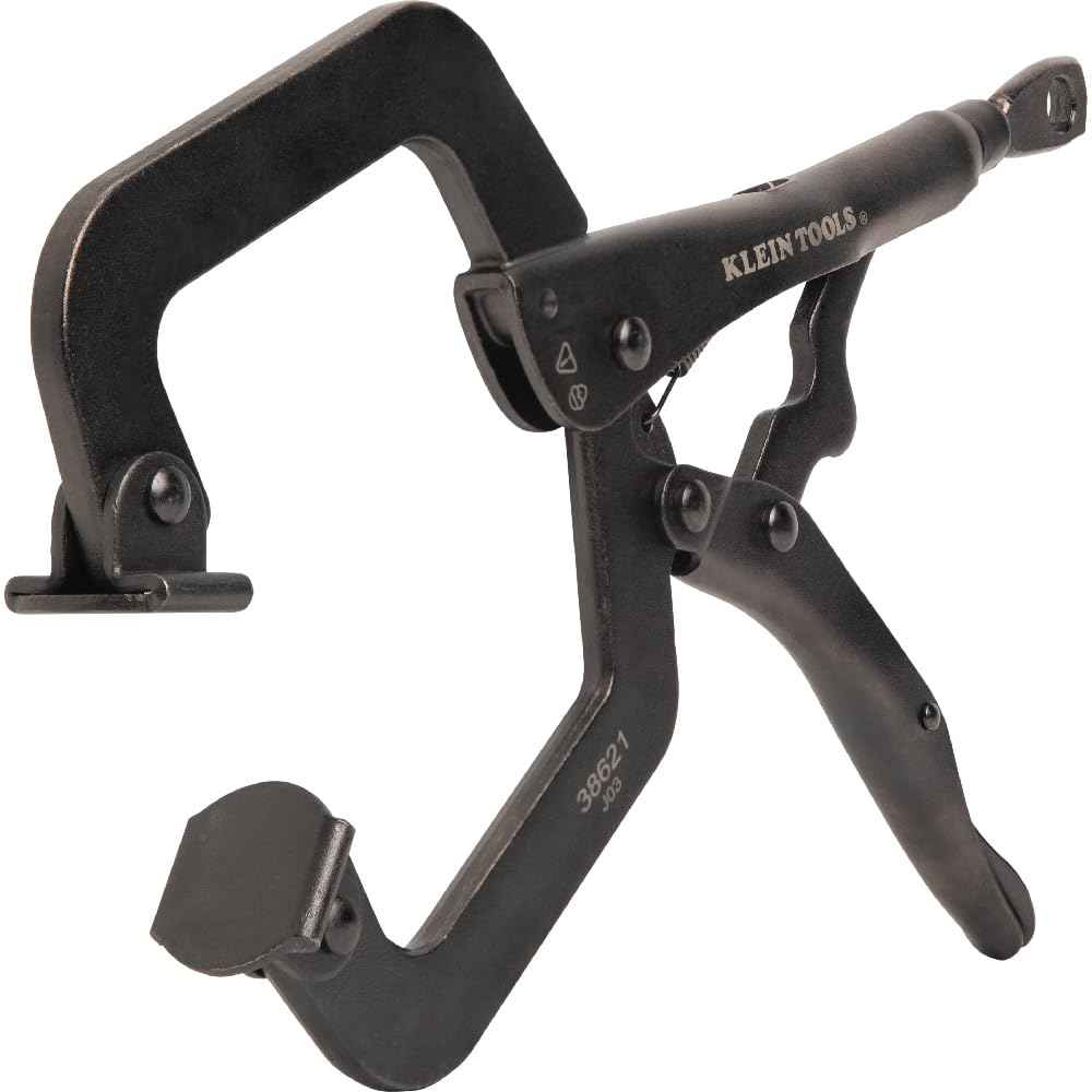 Klein Tools 38621 C-Clamp Locking Pliers with Swivel Pad Jaws, Intuitive Thumb Knob, Adjustable Clamp for Home, Shop, Woodworking, 9-Inch