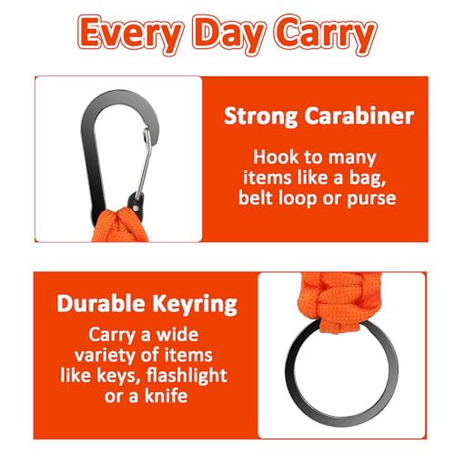 Heavy Duty Paracord Keychain Set - 2pcs Orange Keyring Clips