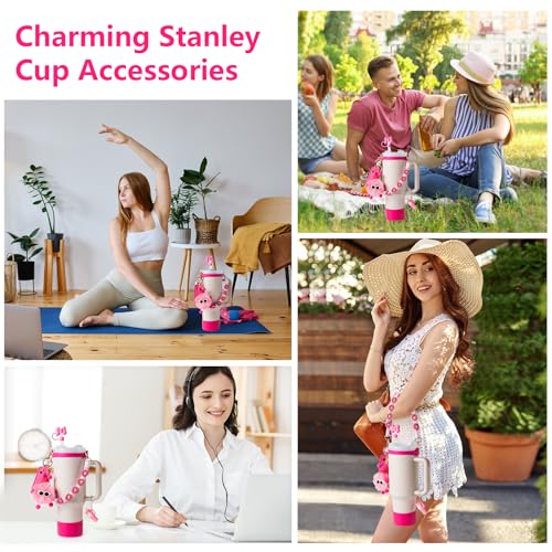 Stanley Cup Accessories Set - Water Bottle Handle Strap, Silicone Boot, Hot Pink