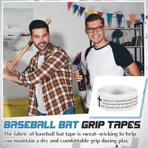 Baseball Softball Bat Grip Tape - Faith Cross Design, White