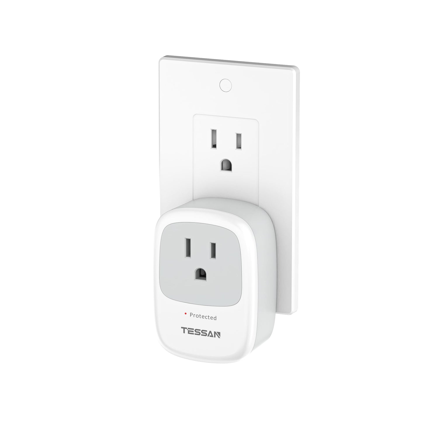 Surge Protector 1050 Joules, TESSAN Single Plug Surge Protector with Protected Light Indicator, 1875W Max Portable Wall Outlet for Appliances, TV, Computer, Refrigerator, Treadmill, Massage Chair