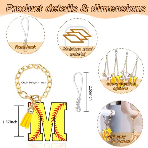 Personalized Initial Water Bottle Charm - Baseball Design - Large