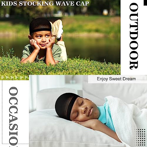 Kids Stocking Wave Cap - 12 Pcs for Ages 1-7, Soft Nylon