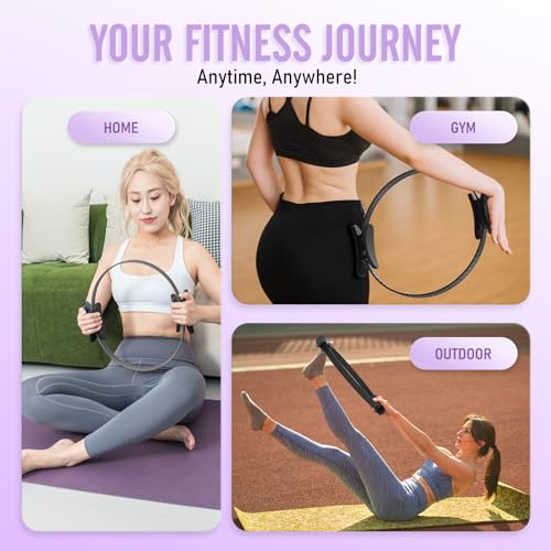 Pilates Ring Fitness Circle - 14.5" Black for Home Workouts