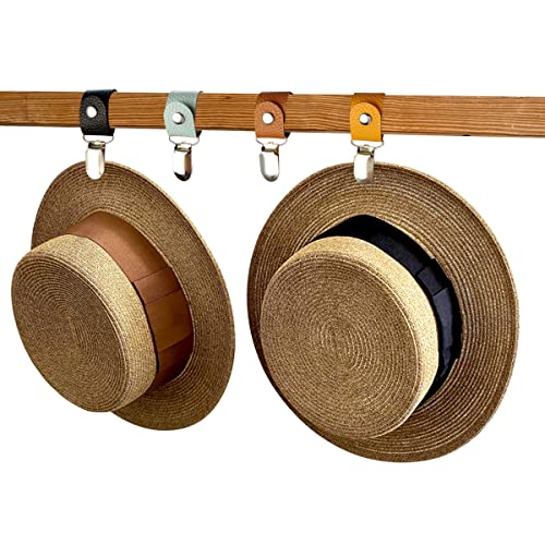Hat Clip for Travel - PU Leather Multifunctional Duckbill Clip - Black & Blue